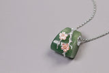 INATURE Natural Green Aventurine Sterling Silver Pink Shell Flower Necklaces & Pendants