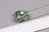 INATURE Natural Green Aventurine Sterling Silver Pink Shell Flower Necklaces & Pendants