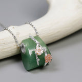 INATURE Natural Green Aventurine Sterling Silver Pink Shell Flower Necklaces & Pendants