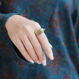 INATURE Natural Pearl Ring Vintage Leaf 925 Sterling Silver Rings