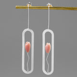 INATURE 925 Sterling Silver Red Coral Flower Stud Earrings