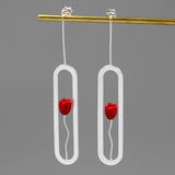 INATURE 925 Sterling Silver Red Coral Flower Stud Earrings