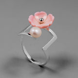 INATURE OL Design 925 Sterling Silver Queen Conch Flower Open Finger Rings