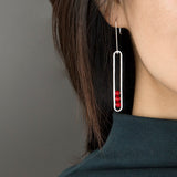 INATURE 925 Sterling Silver Red Coral Beads Drop Earrings