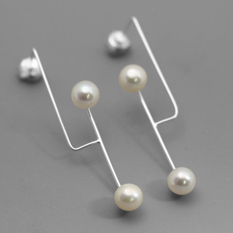 INATURE Simple Design 925 Sterling Silver Natural Freshwater Pearl Earrings