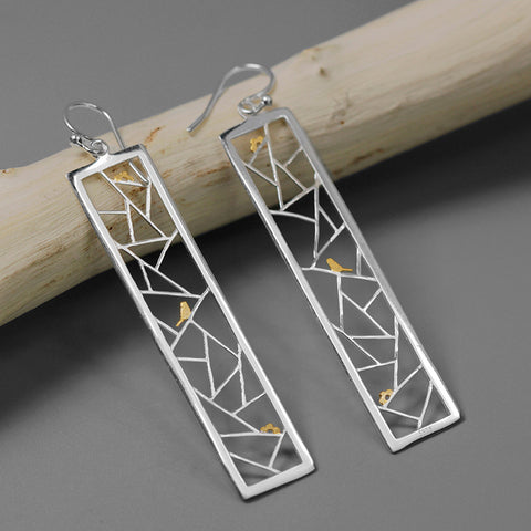 INATURE Simple Fashion Bird on Window 925 Sterling Silver Drop Earrings