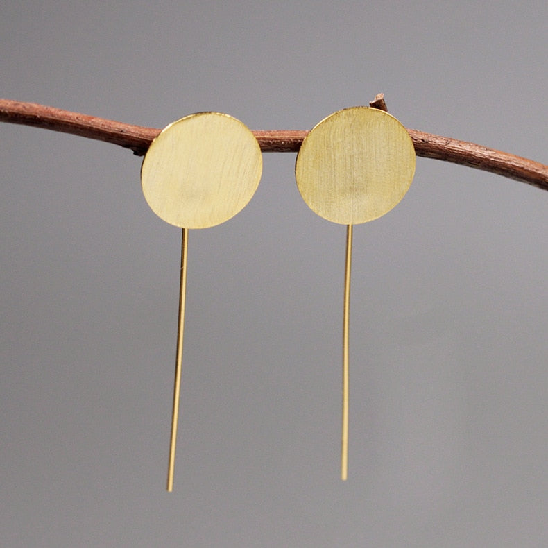 INATURE Simple Fashion Gold Color 925 Sterling Silver Geometric Round Earrings