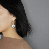 INATURE Simple OL Style Natural Stone 925 Sterling Silver Drop Earrings