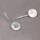 INATURE Simple OL Style Natural Stone 925 Sterling Silver Drop Earrings
