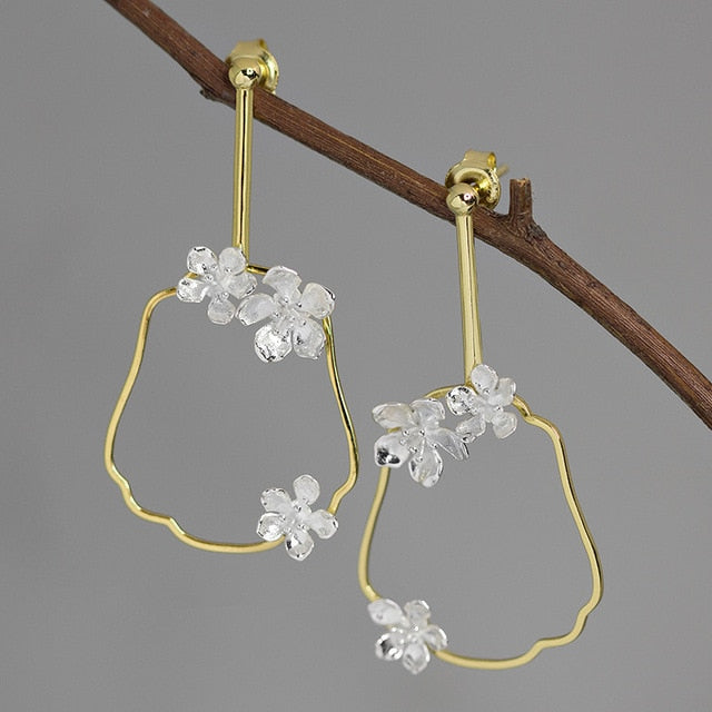 INATURE Vintage 925 Sterling Silver Fashion Flower Big Stud Earrings