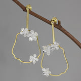 INATURE Vintage 925 Sterling Silver Fashion Flower Big Stud Earrings