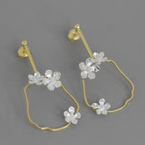 INATURE Vintage 925 Sterling Silver Fashion Flower Big Stud Earrings