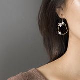 INATURE Vintage 925 Sterling Silver Fashion Flower Big Stud Earrings