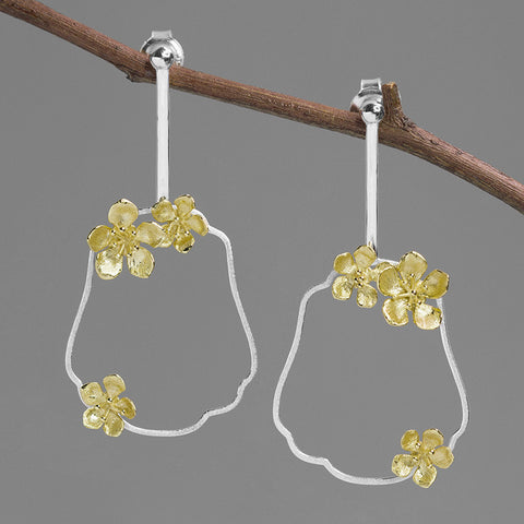 INATURE Vintage 925 Sterling Silver Fashion Flower Big Stud Earrings