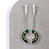 INATURE Vintage 925 Sterling Silver Natural Agate Magnolia Flower Drop Earrings