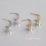 Independent Designer Exquisite Small Dangle Tassel Cross Earrings 925