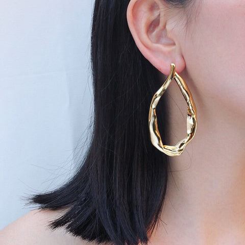 Independent Twist Big Dangle Earrings Geometric Jewelry Stand Out Gold Tassel Earring