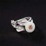 925 Sterling Silver bohemian Mosaic Plum blossom Ring