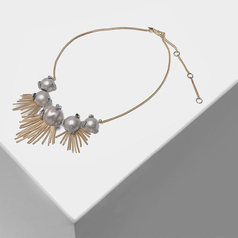 Irregular fringe design pendant retro necklace