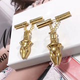 Italy Designer Modern Dangle Stand Out Gold Quality Jewelry Figure Tassel Earrings