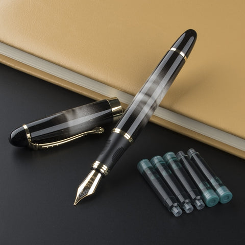 JINHAO X450 BLACK / GOLDEN 0.7mm 18KGP WIDE NIB PEN