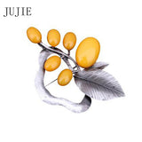 JUJIE Fashion Large Multicolor Resin Leaf Brooches