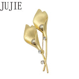 JUJIE Luxury Pearl Flower Crystal Plant Clothing Brooch