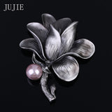 JUJIE Vintage Large Pearl Flower Brooches