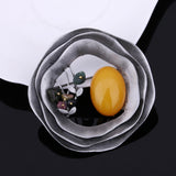 JUJIE Vintage Large Round Resin Flower Brooches