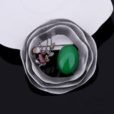 JUJIE Vintage Large Round Resin Flower Brooches