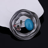 JUJIE Vintage Large Round Resin Flower Brooches