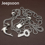 Jeepsoon KEY style Fashion Stainless Steel 900mm Long Sweater Chain Necklace