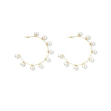 Jewelry Geometric Big Pearl Alloy Jewelry Circle Hoops Round Modern Hoop Earrings