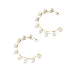 Jewelry Geometric Big Pearl Alloy Jewelry Circle Hoops Round Modern Hoop Earrings