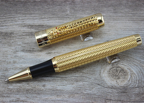 Jinhao 1200 Complete Golden Mesh Roller Ball Pen Dragon Design