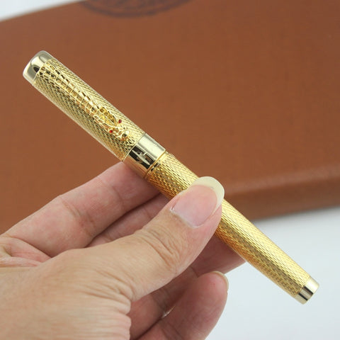 Jinhao 1200 Golden Dragon Red Crystal Eyes Roller Ball Pen