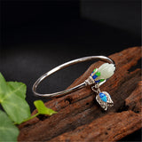 Jinwateryu retro 925 sterling silver Hetian white vintage bracelet