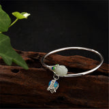 Jinwateryu retro 925 sterling silver Hetian white vintage bracelet
