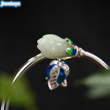 Jinwateryu retro 925 sterling silver Hetian white vintage bracelet