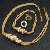 Joyas Stainless Steel Necklace With Ball Pendant And Bracelet Round Earrings Jewelry Set SEDLATCI