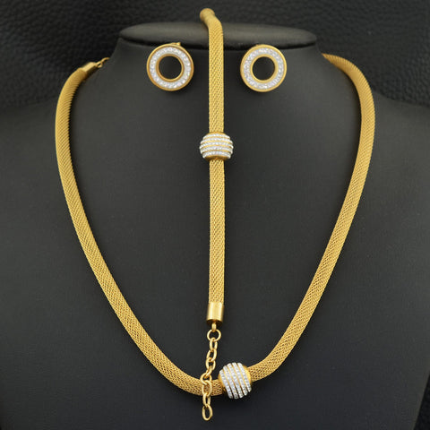 Joyas Stainless Steel Silver & Gold color Chain Necklace And Bracelet Earrings Jewelry SEDLAADA