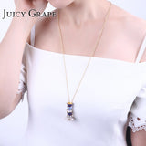 Juicy Grape Hand Painted Enamel Jewelry Teacup Pendant Long Chain Choker Necklace