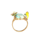 Juicy Grape Indonesia Style Yellow Bird Natural Stone Inlay Rich Enamel Ring