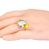 Juicy Grape Indonesia Style Yellow Bird Natural Stone Inlay Rich Enamel Ring