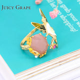 Juicy Grape Pink Crystal Angel Wings Flower Fairy Ring