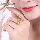 Juicy Grape Pink Crystal Angel Wings Flower Fairy Ring