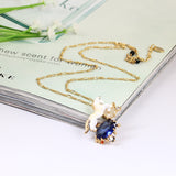 Juicy Grape White Horse Unicorn Blue Cristal Natural Stone Choker Necklace