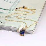 Juicy Grape White Horse Unicorn Blue Cristal Natural Stone Choker Necklace
