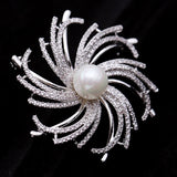 Korean fashion wild micro-inlaid zircon pearl brooch