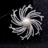 Korean fashion wild micro-inlaid zircon pearl brooch